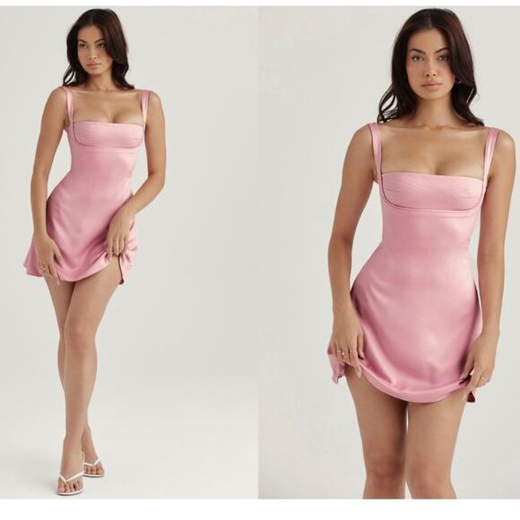 House of CB Kara Quartz Pink Cocktail Mini Dress Medium - Picture 10 of 14